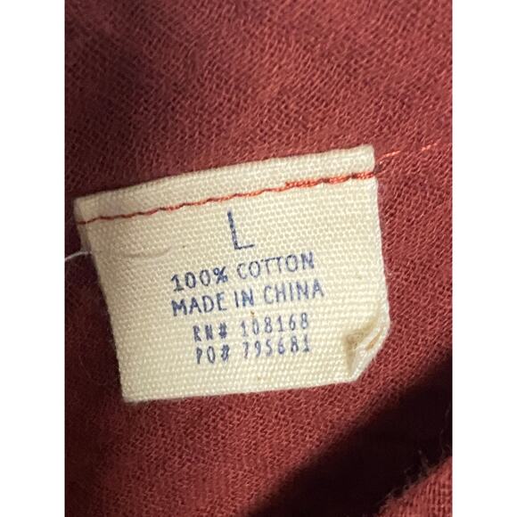 Sky And Sparrow Button Front Rust Midi Dress Crinkle Gauze L Boho Feminine Flowy - Picture 6 of 12